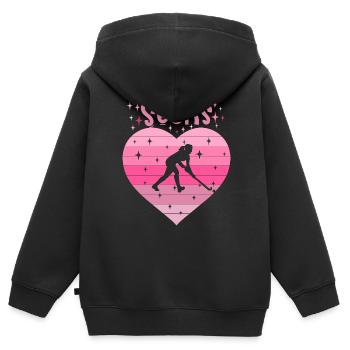 Hockeyspielerin 6. Geburtstag - Kinder Premium Organic Zip Hoodie - Schwarz - Hinten - AI Model Kid Male (0cm)