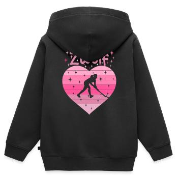 Hockeyspielerin 12. Geburtstag - Kinder Premium Organic Zip Hoodie - Schwarz - Hinten - AI Model Kid Male (0cm)
