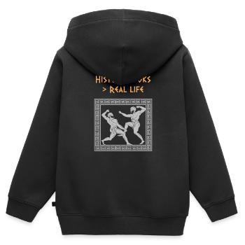 Antike Griechische Mythologie und Griechisches - Kinder Premium Organic Zip Hoodie - Schwarz - Hinten - AI Model Kid Male (0cm)