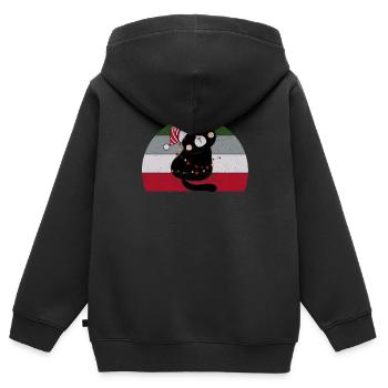 Black Cat Santa Claus Tangled Up In Merry Christma - Kids Premium Organic Zip-up Hoodie - black - Back - AI Model Kid Male (0cm)