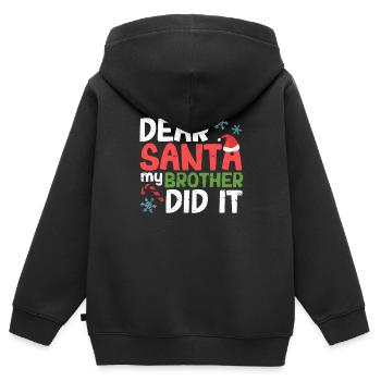 Lieber Weihnachtsmann Mein Bruder hat es getan - Kinder Premium Organic Zip Hoodie - Schwarz - Hinten - AI Model Kid Male (0cm)