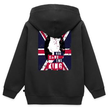 Dieu protège le roi - Sweat Premium à capuche zippé enfant bio - noir - Dos - AI Model Kid Male (0cm)
