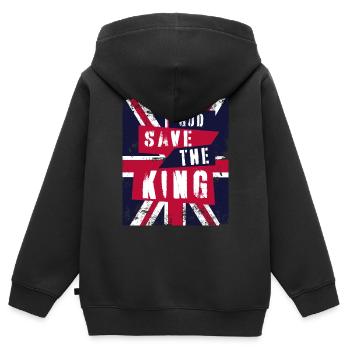 Dieu protège le roi - Sweat Premium à capuche zippé enfant bio - noir - Dos - AI Model Kid Male (0cm)