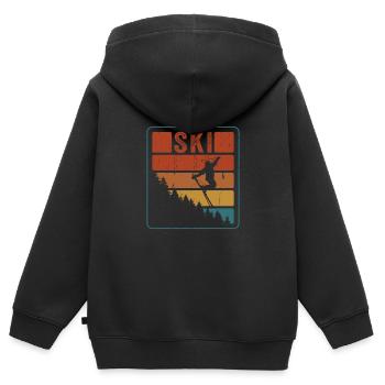 Skier Skifahren Vintage Berg Wintersport Ski - Kinder Premium Organic Zip Hoodie - Schwarz - Hinten - AI Model Kid Male (0cm)