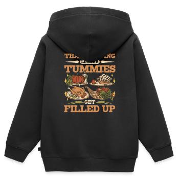 Thanksgiving let our tummies get filled up - Kids Premium Organic Zip-up Hoodie - black - Back - AI Model Kid Male (0cm)