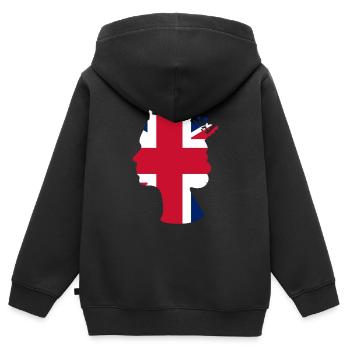RIP Queen wir werden uns immer an dich erinnern - Kinder Premium Organic Zip Hoodie - Schwarz - Hinten - AI Model Kid Male (0cm)