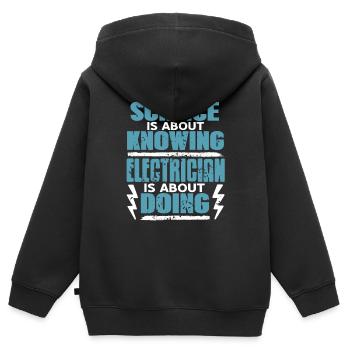La science sur la connaissance de l’électricien consiste à faire - Sweat Premium à capuche zippé enfant bio - noir - Dos - AI Model Kid Male (0cm)