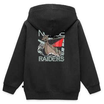Norse Raiders Nordic Robbers Vikings Norvège - Sweat Premium à capuche zippé enfant bio - noir - Dos - AI Model Kid Male (0cm)