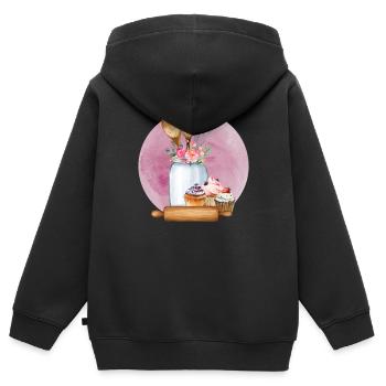 Boulangerie Baker Boulangerie Boulangerie Gâteau de confiserie - Sweat Premium à capuche zippé enfant bio - noir - Dos - AI Model Kid Male (0cm)