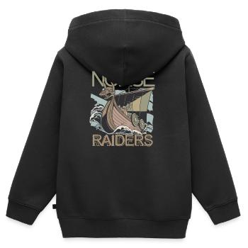 Norse Raiders Nordic Robbers Vikings Norvège - Sweat Premium à capuche zippé enfant bio - noir - Dos - AI Model Kid Male (0cm)