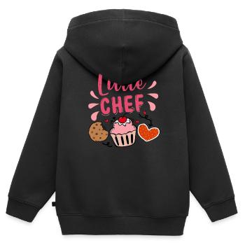 Boulangerie Baker Boulangerie Boulangerie Gâteau de confiserie - Sweat Premium à capuche zippé enfant bio - noir - Dos - AI Model Kid Male (0cm)