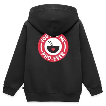 You And Me Pho Ever Soupe Pho Vietnamienne - Sweat Premium à capuche zippé enfant bio - noir - Dos - AI Model Kid Male (0cm)