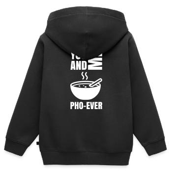 You And Me Pho Ever Soupe Pho Vietnamienne - Sweat Premium à capuche zippé enfant bio - noir - Dos - AI Model Kid Male (0cm)