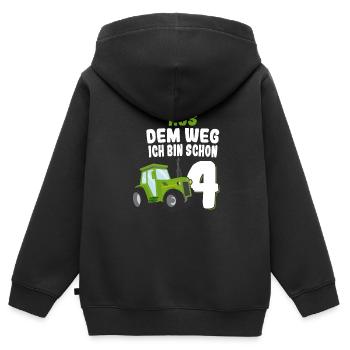 Aus Dem Weg Ich Bin Schon 4 Traktor Geburtstag Kin - Kinder Premium Organic Zip Hoodie - Schwarz - Hinten - AI Model Kid Male (0cm)