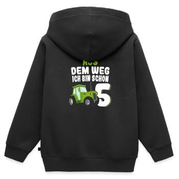 Aus Dem Weg Ich Bin Schon 5 Traktor Geburtstag Kin - Kinder Premium Organic Zip Hoodie - Schwarz - Hinten - AI Model Kid Male (0cm)