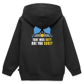 That Was Out? Are You sure? - Kids Premium Organic Zip-up Hoodie - black - Back - AI Model Kid Male (0cm)