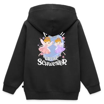 Große Schwester Fee werdende große Schwester - Kinder Premium Organic Zip Hoodie - Schwarz - Hinten - AI Model Kid Male (0cm)