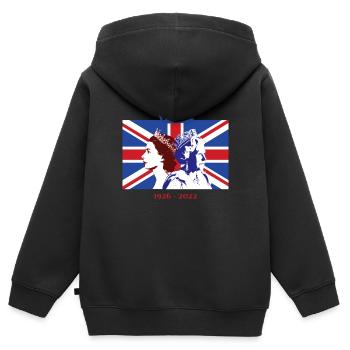 RIP - Königin Elizabeth II. - Das Ende einer Ära - Kinder Premium Organic Zip Hoodie - Schwarz - Hinten - AI Model Kid Male (0cm)