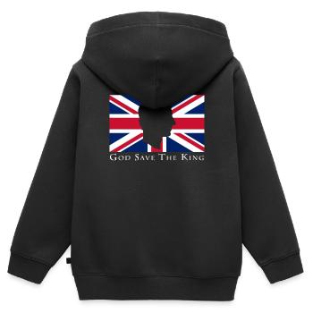 God Save The King Uk Flagge - Kinder Premium Organic Zip Hoodie - Schwarz - Hinten - AI Model Kid Male (0cm)