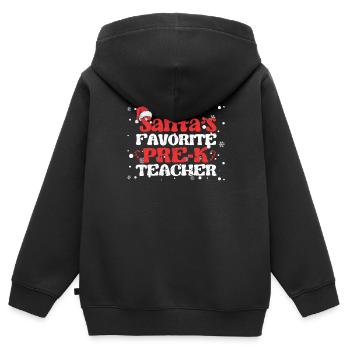 Santa's Favorite Pre-K Teacher Weihnachten - Kinder Premium Organic Zip Hoodie - Schwarz - Hinten - AI Model Kid Male (0cm)