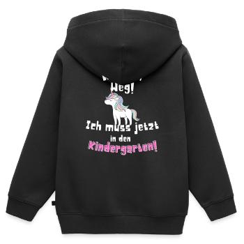 Kindergarten Kindergartenkind | Einhorn | Krippe - Kinder Premium Organic Zip Hoodie - Schwarz - Hinten - AI Model Kid Male (0cm)