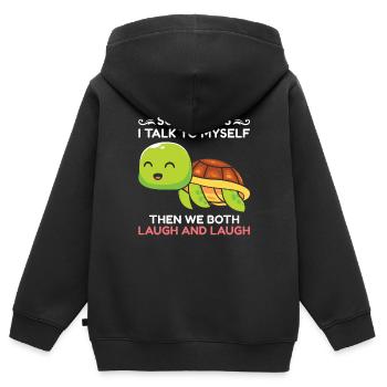 Drôle de tortue de mer Tortue de mer Eau de mer - Sweat Premium à capuche zippé enfant bio - noir - Dos - AI Model Kid Male (0cm)