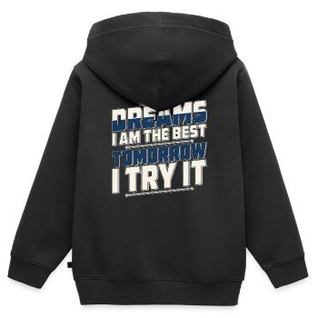 IN MY DREAMS I AM THE BEST - Kinder Premium Organic Zip Hoodie - Schwarz - Hinten - AI Model Kid Male (0cm)