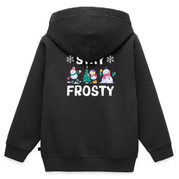 Drôle de pyjama de Noël Cool Bonhomme de Neige Noël - Sweat Premium à capuche zippé enfant bio - noir - Dos - AI Model Kid Male (0cm)