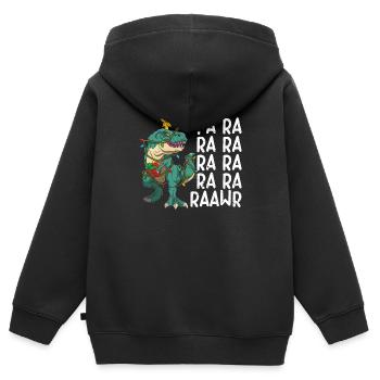 Dinosaure Fa Ra Ra Ra Rawr T-Rex Drôle - Sweat Premium à capuche zippé enfant bio - noir - Dos - AI Model Kid Male (0cm)