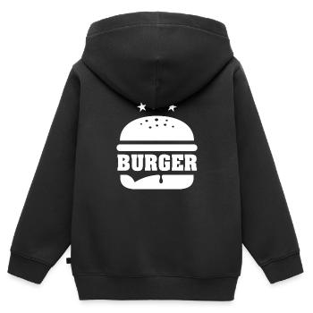 Sauberes Vintage-inspiriertes einfarbiges Burger-Design - Kinder Premium Organic Zip Hoodie - Schwarz - Hinten - AI Model Kid Male (0cm)