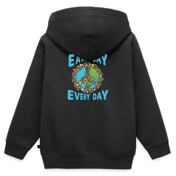 Earth Day Earthday Environmental Protection Environment Nature - Kids Premium Organic Zip-up Hoodie - black - Back - AI Model Kid Male (0cm)