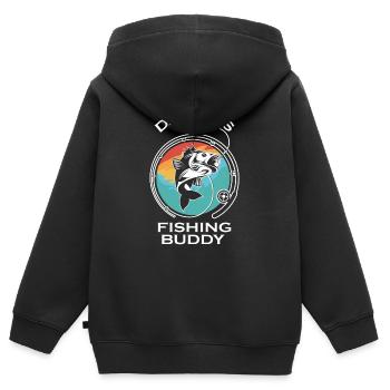 Fischer Fischen Angeln Angel Angler Fische Fisch - Kinder Premium Organic Zip Hoodie - Schwarz - Hinten - AI Model Kid Male (0cm)