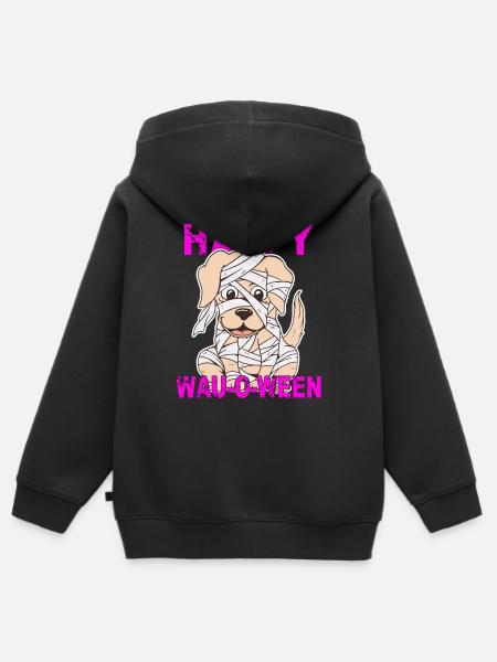 HUND HAPPY WAU-O-WEEN - Kinder Premium Organic Zip Hoodie - Schwarz