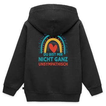 Du Bist Mir Nicht Ganz Unsympathisch - Kinder Premium Organic Zip Hoodie - Schwarz - Hinten - AI Model Kid Male (0cm)