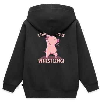 Mon cochon siffle! - Denglish dit Denglish - Sweat Premium à capuche zippé enfant bio - noir - Dos - AI Model Kid Male (0cm)