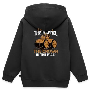 Frappe la couronne du tonneau! - Denglish dit Denglish - Sweat Premium à capuche zippé enfant bio - noir - Dos - AI Model Kid Male (0cm)
