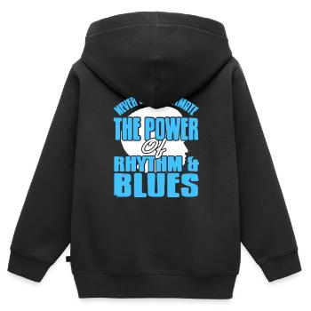 Ne sous-estimez jamais le pouvoir du Rhythm & Blues - Sweat Premium à capuche zippé enfant bio - noir - Dos - AI Model Kid Male (0cm)