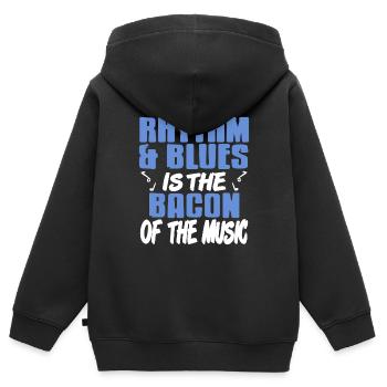 Le Rhythm & Blues est le bagon de la musique cool - Sweat Premium à capuche zippé enfant bio - noir - Dos - AI Model Kid Male (0cm)
