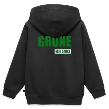 Grüne Nein Danke - Kinder Premium Organic Zip Hoodie - Schwarz - Hinten - AI Model Kid Male (0cm)