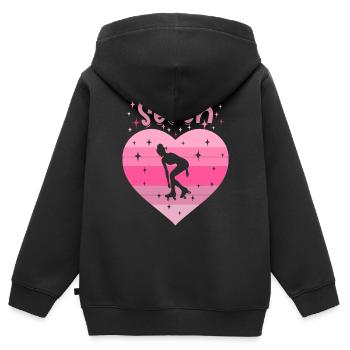 Herz Liebe Sport Rollschuh Mädchen 7. Geburtstag - Kinder Premium Organic Zip Hoodie - Schwarz - Hinten - AI Model Kid Male (0cm)