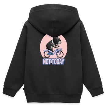 Not Today French Bulldog on a Bicycle - Kids Premium Organic Zip-up Hoodie - black - Back - AI Model Kid Male (0cm)