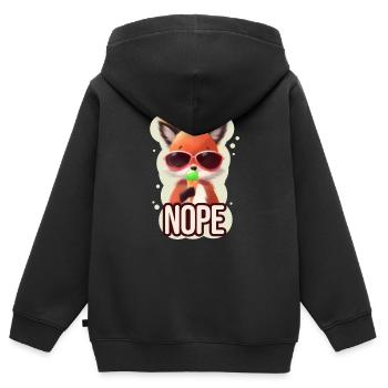 Drôle de renard mangeant de la crème glacée Nope - Sweat Premium à capuche zippé enfant bio - noir - Dos - AI Model Kid Male (0cm)