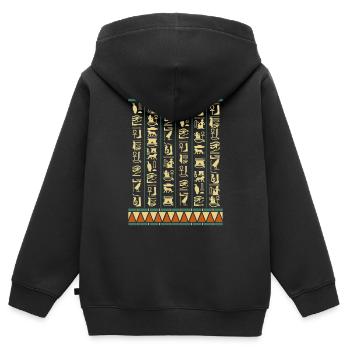 Hieroglyphen Pyramiden Altes Ägypten - Kinder Premium Organic Zip Hoodie - Schwarz - Hinten - AI Model Kid Male (0cm)
