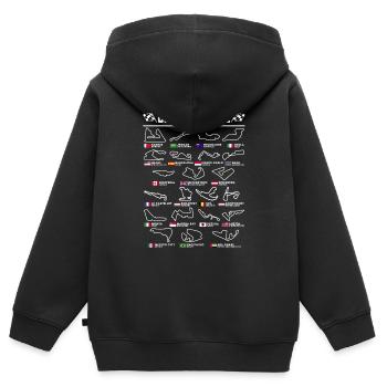 Englische Formel-Eins-Rennstrecken - Kinder Premium Organic Zip Hoodie - Schwarz - Hinten - AI Model Kid Male (0cm)