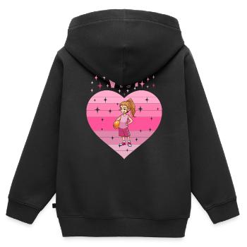 Herz Liebe Sport Basketball Mädchen 4. Geburtstag - Kinder Premium Organic Zip Hoodie - Schwarz - Hinten - AI Model Kid Male (0cm)
