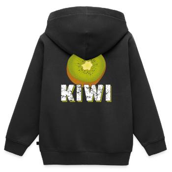 KIWI - Kinder Premium Organic Zip Hoodie - Schwarz - Hinten - AI Model Kid Male (0cm)
