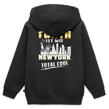 FÜRTH IST WIE NEW YORK - Kinder Premium Organic Zip Hoodie - Schwarz - Hinten - AI Model Kid Male (0cm)
