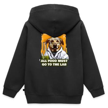 All Food Must Go To The Lab - Kids Premium Organic Zip-up Hoodie - black - Back - AI Model Kid Male (0cm)