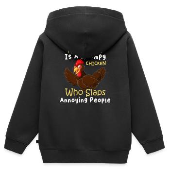 Animal Poulet Poulet Poulet Coq - Sweat Premium à capuche zippé enfant bio - noir - Dos - AI Model Kid Male (0cm)