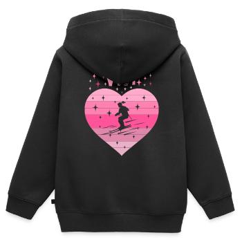 Herz Liebe Hobby Skifahren 4. Geburtstag - Kinder Premium Organic Zip Hoodie - Schwarz - Hinten - AI Model Kid Male (0cm)
